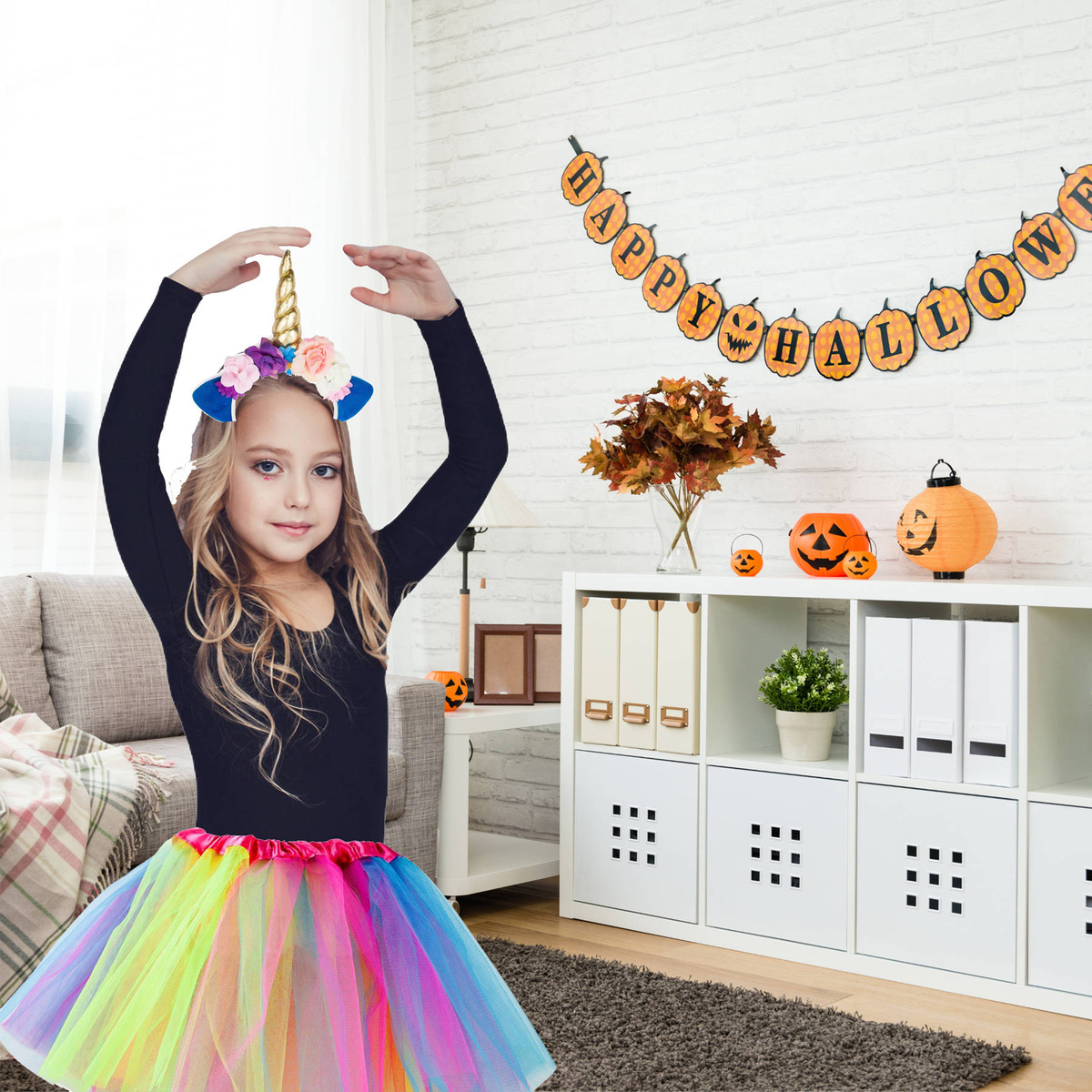 KOSTIUM JEDNOROŻCA DLA DZIEWCZYNKI STRÓJ JEDNOROŻEC OPASKA SPÓDNICZKA 2w1