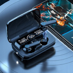 SŁUCHAWKI BEZPRZEWODOWE DO BIEGANIA DOUSZNE M19 BLUETOOTH POWERBANK ETUI 