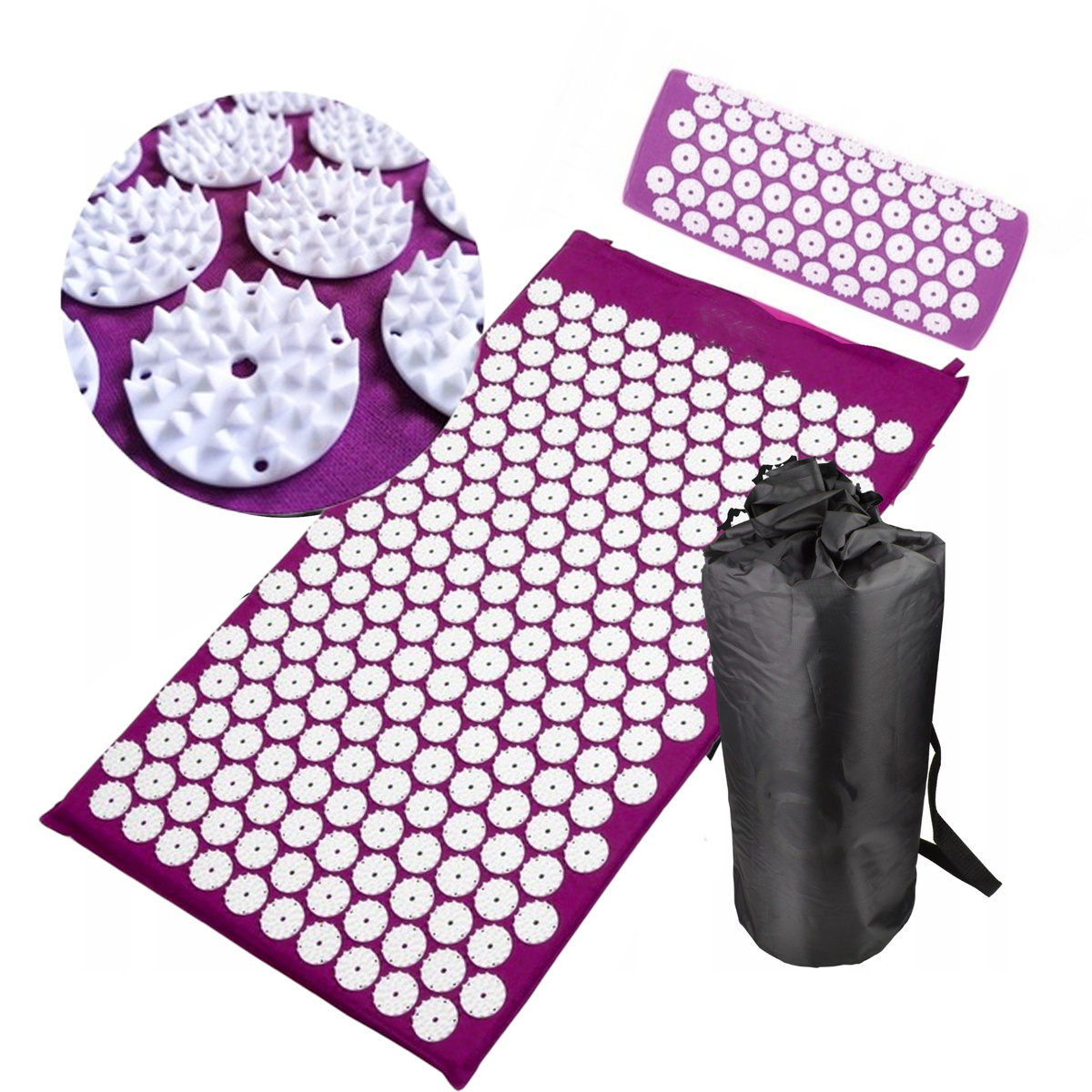 MATA DO AKUPRESURY DO MASAŻU Z KOLCAMI ZDROWOTNA RELAKSUJĄCA PODUSZKA TORBA