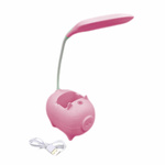 LAMPKA BIURKOWA ŚWINKA Z POJEMNIKIEM LED  PODSTAWKA NA TELEFONU DLA DZIECI