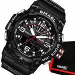 MODNY MĘSKI SPORTOWY ZEGAREK SMAEL STOPER BUDZIK MOCNY WODOODPORNY KOLORY