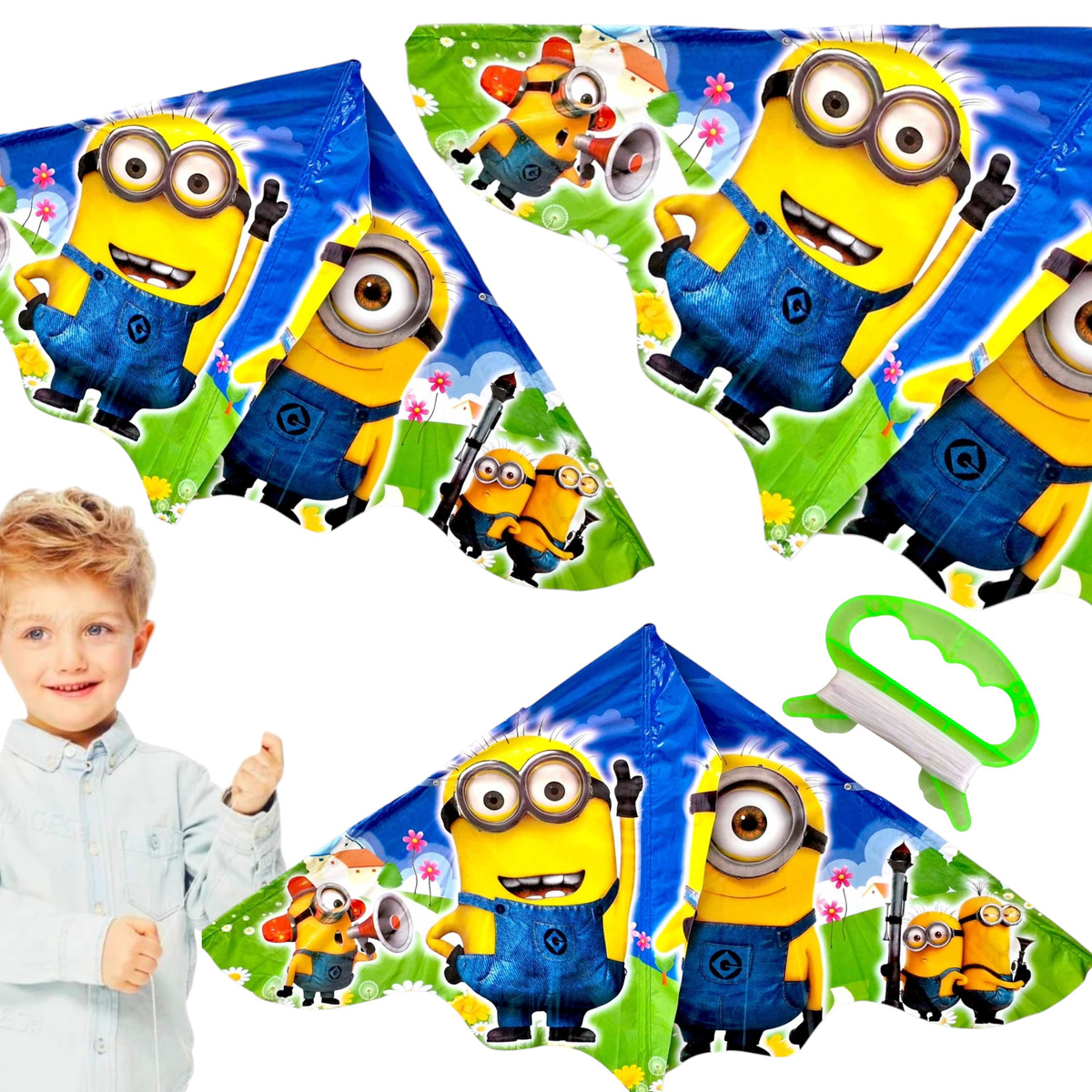 DUŻY LATAWIEC DLA DZIECI MINIONKI 120x60 CM XXL MINIONS GRU DRU + ŻYŁKA