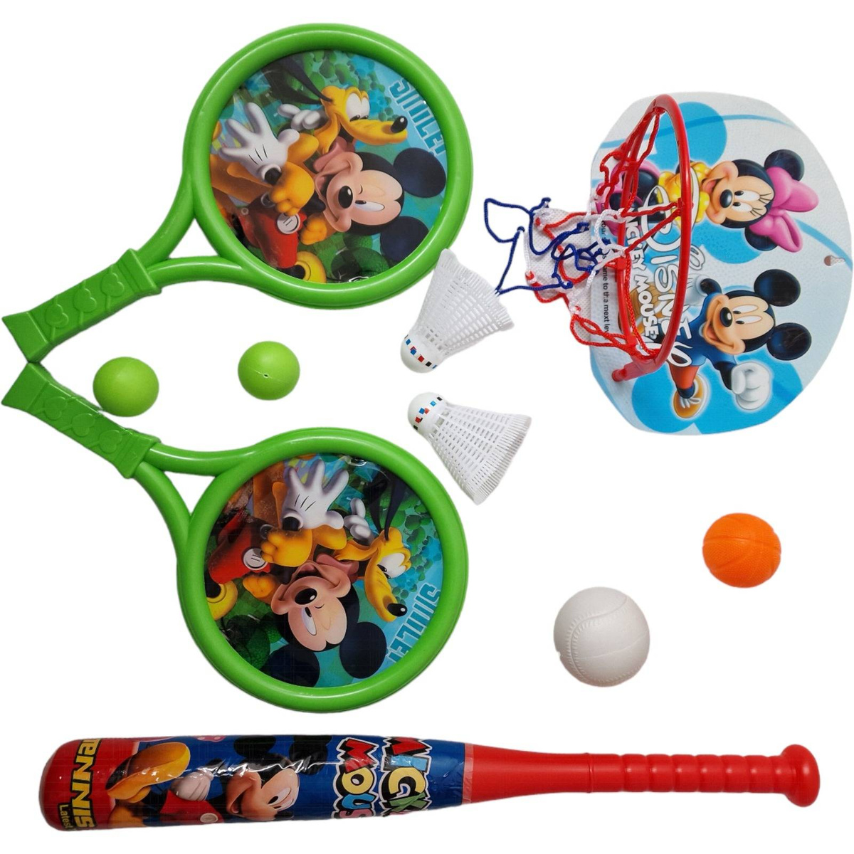 ZESTAW 6w1 BASEBALL KOSZYKÓWKA RAKIETKI PIŁECZKI KIJ BASEBALL 11 ELEMENTÓW