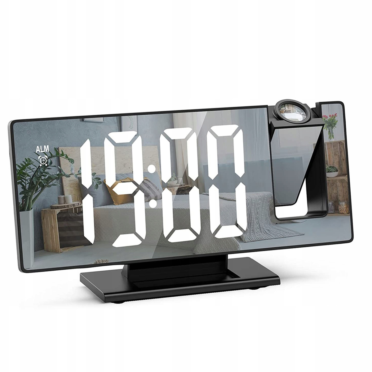 BUDZIK ZEGAR ELEKTRONICZNY GŁOŚNY Z PROJEKTOREM LED STOJĄCY CYFROWY DATA