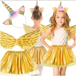 MAGICZNY STRÓJ JEDNOROŻEC DLA DZIEWCZNKI NA BAL SKRZYDŁA OPASKA SPÓDNICZKA