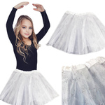 Tiulowa Spódniczka Biała z płatkami śniegu 30cm