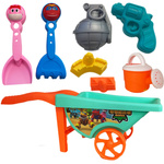ZESTAW DO ZABAWY W PIASKU 8w1 TACZKA KONEWKA ŁOPATKI FORMY ZABAWKI NA PLAŻĘ