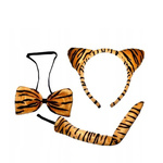 STRÓJ TYGRYSEK DLA DZIEWCZYNKI 4w1 SPÓDNICZKA OPASKA OGONEK KOSTIUM NA BAL 