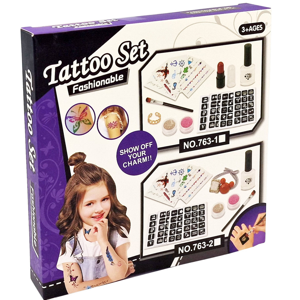 STUDIO TATUAŻU ZESTAW DO ROBIENIA TATUAŻY SZABLONY TATUAŻE DLA DZIECI 