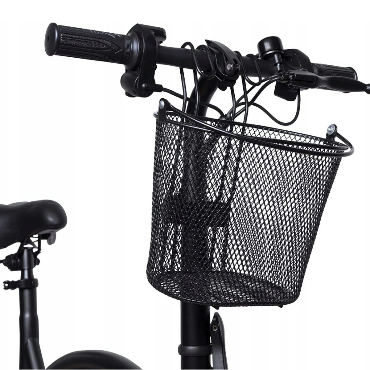KOSZYK KOSZ NA ROWER ROWEROWY PRZEDNI WIESZANY CZARNY METALOWY 30CM