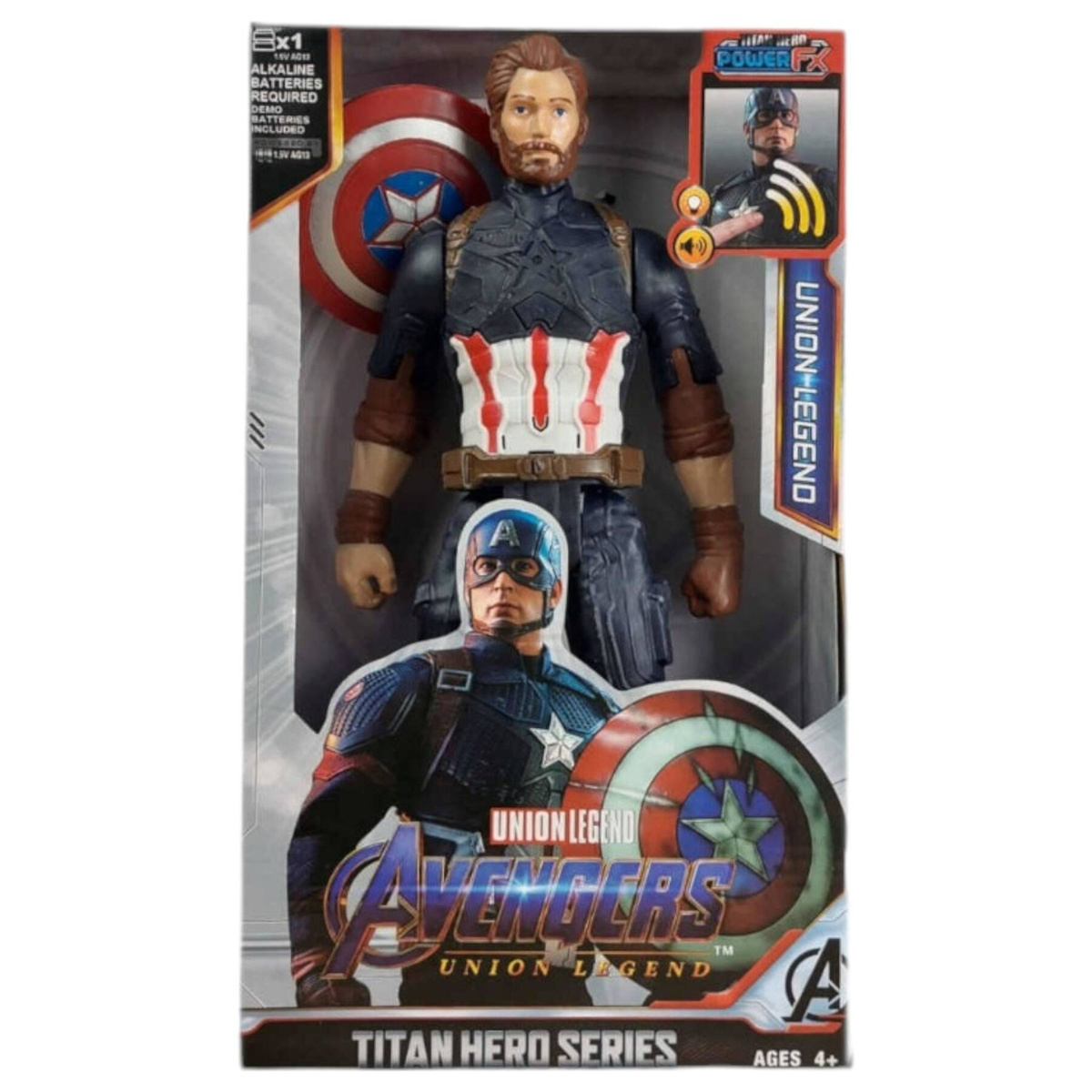 KAPITAN AMERYKA FIGURKA DUŻA RUCHOMA + TARCZA AVENGERS ŚWIECI DŹWIĘK 30CM