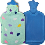 TERMOFOR GUMOWY W PLUSZOWYM POKROWCU ROZGRZEWACZ CIEPŁY MIŁY 2 LITRY WODY