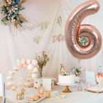 BALON FOLIOWY CYFRA 6 SZEŚĆ ROSE GOLD URODZINOWY NA URODZINY JUBILEUSZ 40cm