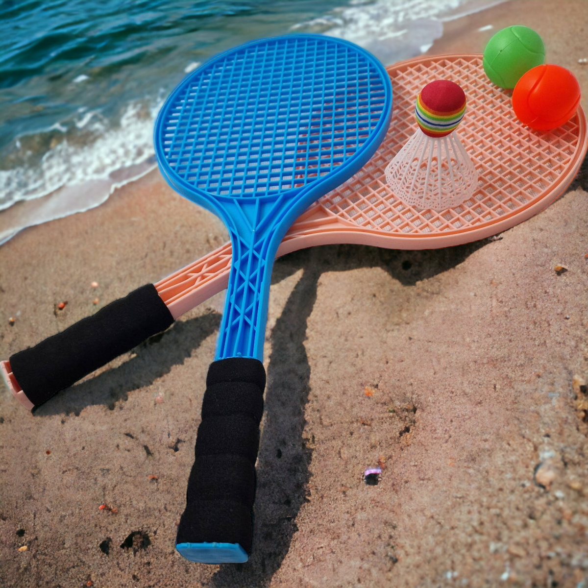 RAKIETKI DO TENISA BADMINTONA ZESTAW RAKIETEK 2 PIŁKI LOTKA DUŻE DLA DZIECI