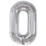 BALON FOLIOWY CYFRA 0 ZERO SREBRNY URODZINOWY NA URODZINY JUBILEUSZ 40cm