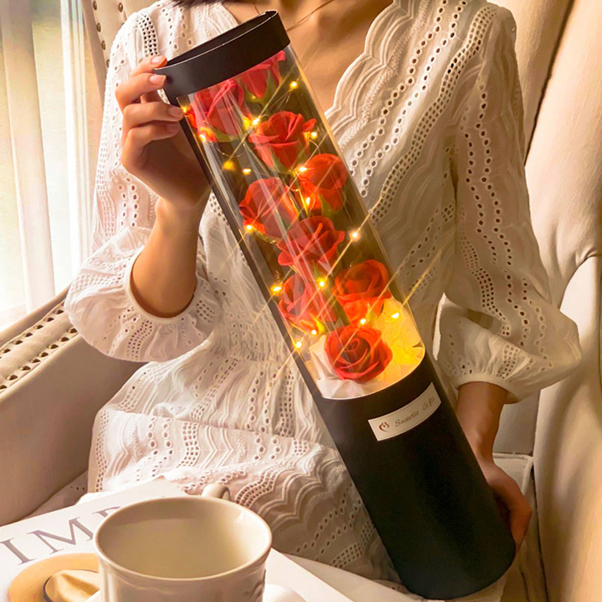 RÓŻA WIECZNA LED ŚWIECĄCA DŁUGA PREZENT NA KAŻDĄ OKAZJĘ