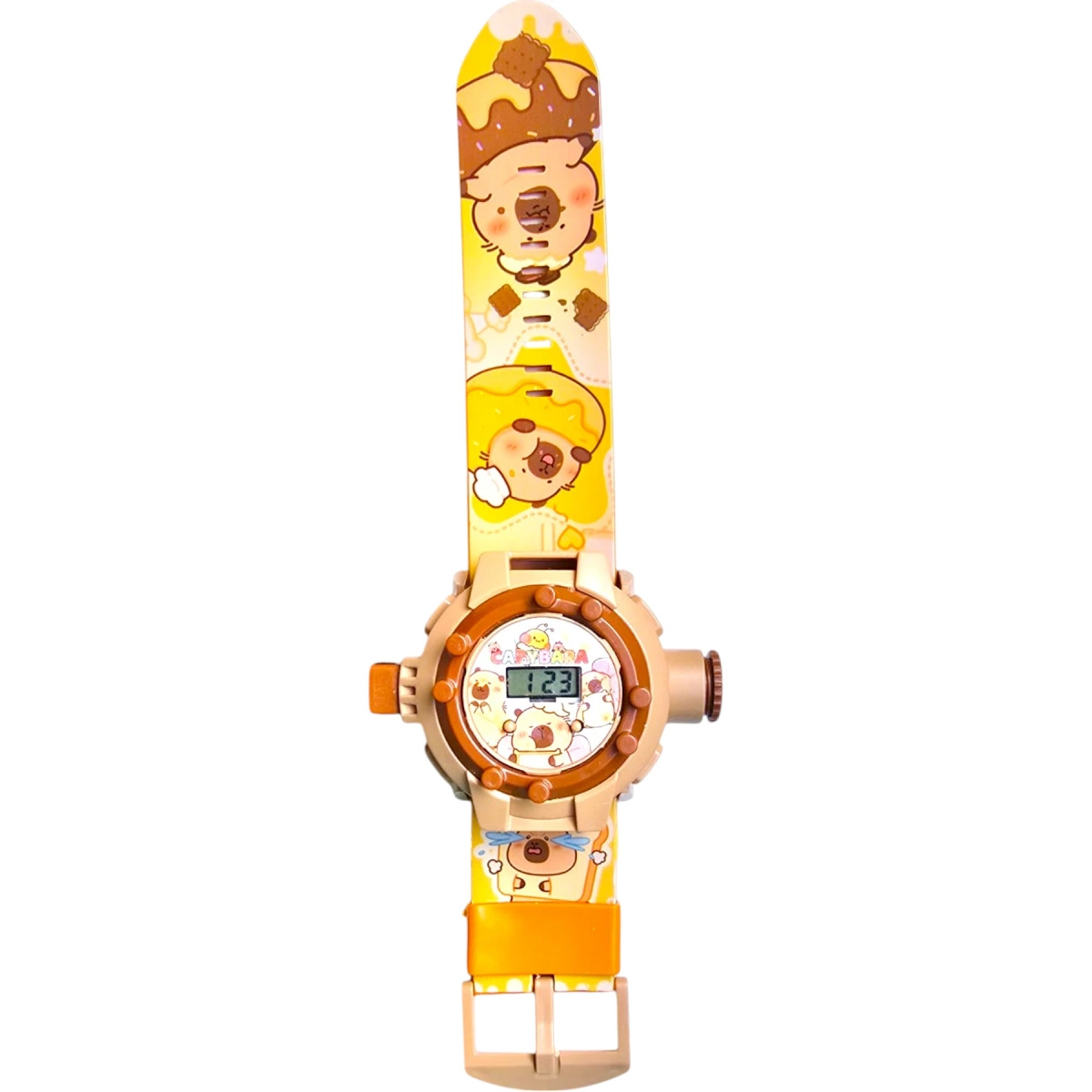 ZEGAREK 3D Z PROJEKTOREM DLA DZIECI KAPIBARA + BRELOCZEK CAPYBARA WYŚWIETLA