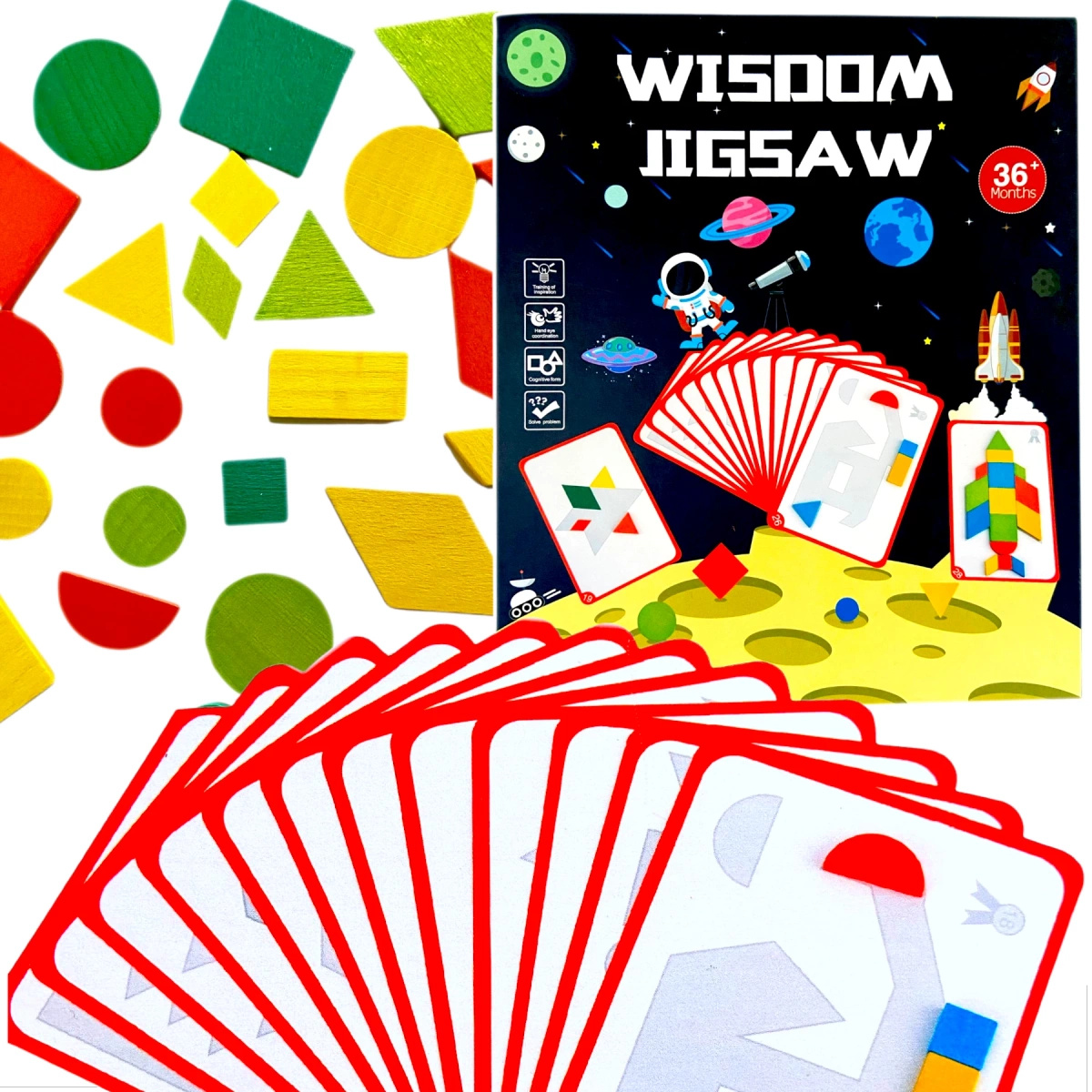 MONTESSORI DREWNIANE PUZZLE KARTY ZE WZORAMI UKŁADANKA EDUKACYJNA KLOCKI