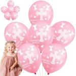 ZESTAW BALONÓW NA CHRZCINY BALONY NA CHRZEST ŚWIĘTY DLA DZIEWCZYNKI RÓŻOWE