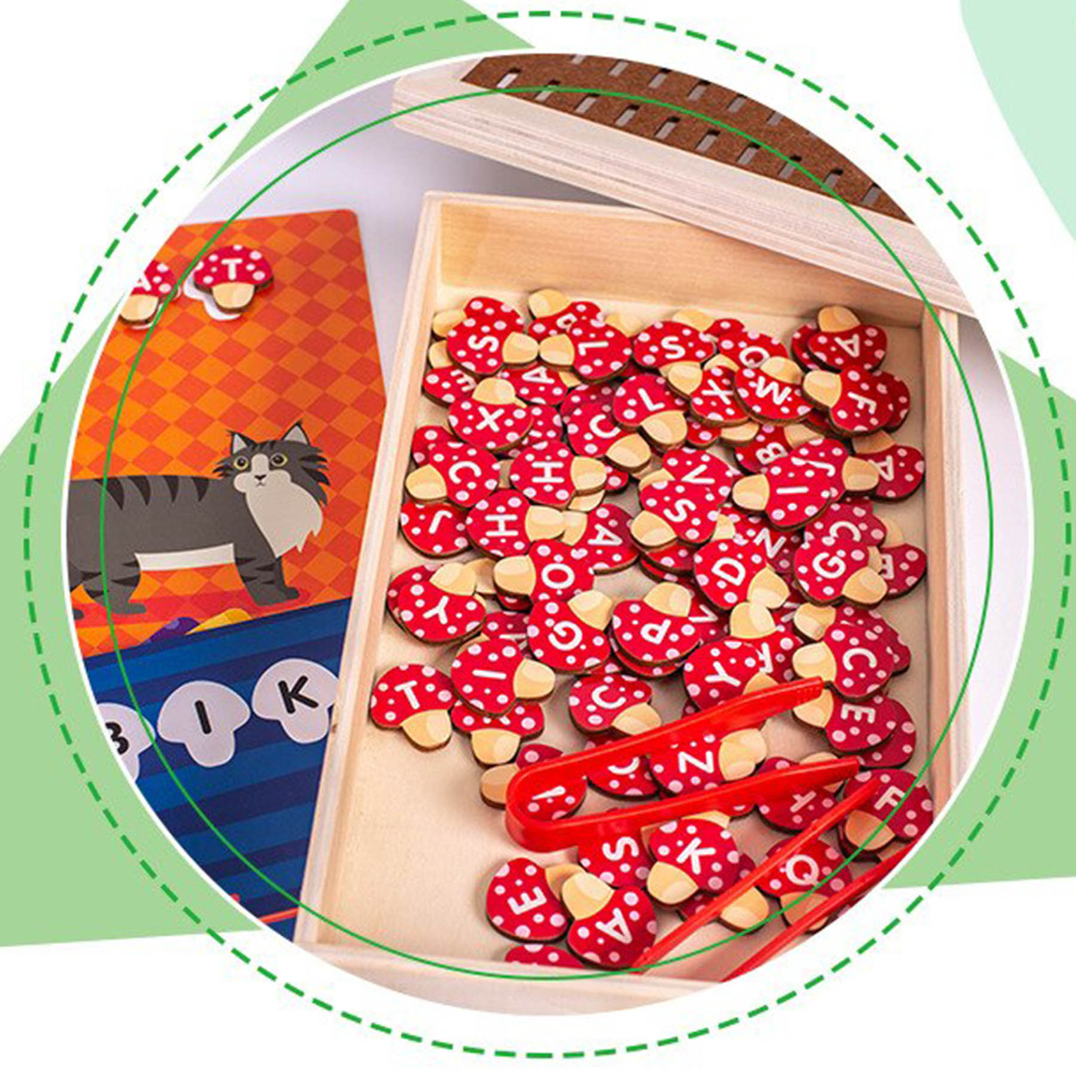 DREWNIANE PUZZLE GRZYBKI UKŁADANKA DREWNIANA GRA EDUKACYJNA MONTESSORI 