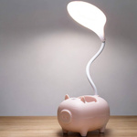 LAMPKA BIURKOWA ŚWINKA Z POJEMNIKIEM LED  PODSTAWKA NA TELEFONU DLA DZIECI