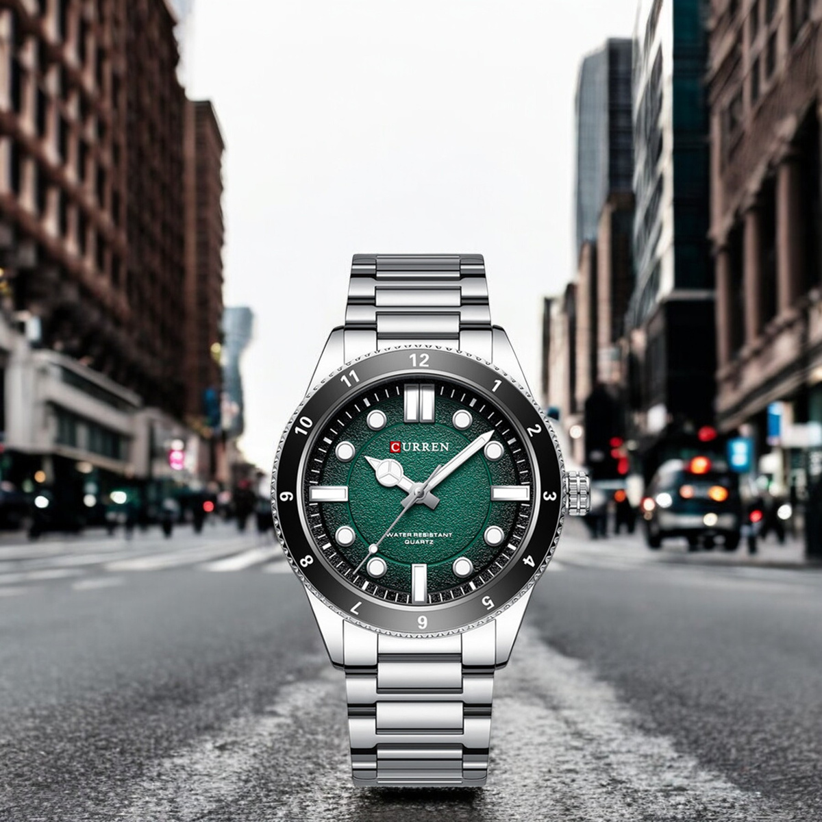 NOWOCZESNY ELEGANCKI ZEGAREK MĘSKI CURREN STAL NIERDZEWNA STYL DIVER KOLORY