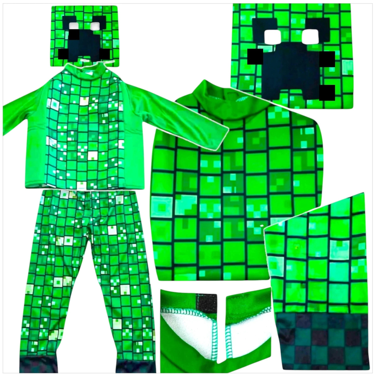 STRÓJ MINECRAFT PRZEBRANIE DLA CHŁOPCA CREEPER KOMPLET MASKA KOSTIUM NA BAL