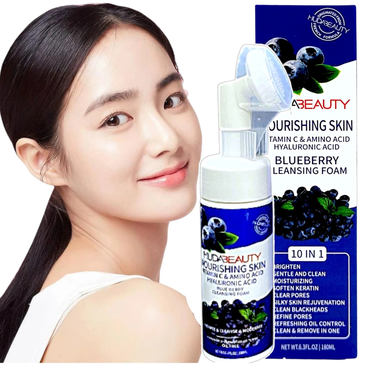 PIANKA OCZYSZCZAJĄCA Z SOKIEM Z BORÓWKI Z SZCZOTECZKĄ MASUJĄCĄ 150 ml 