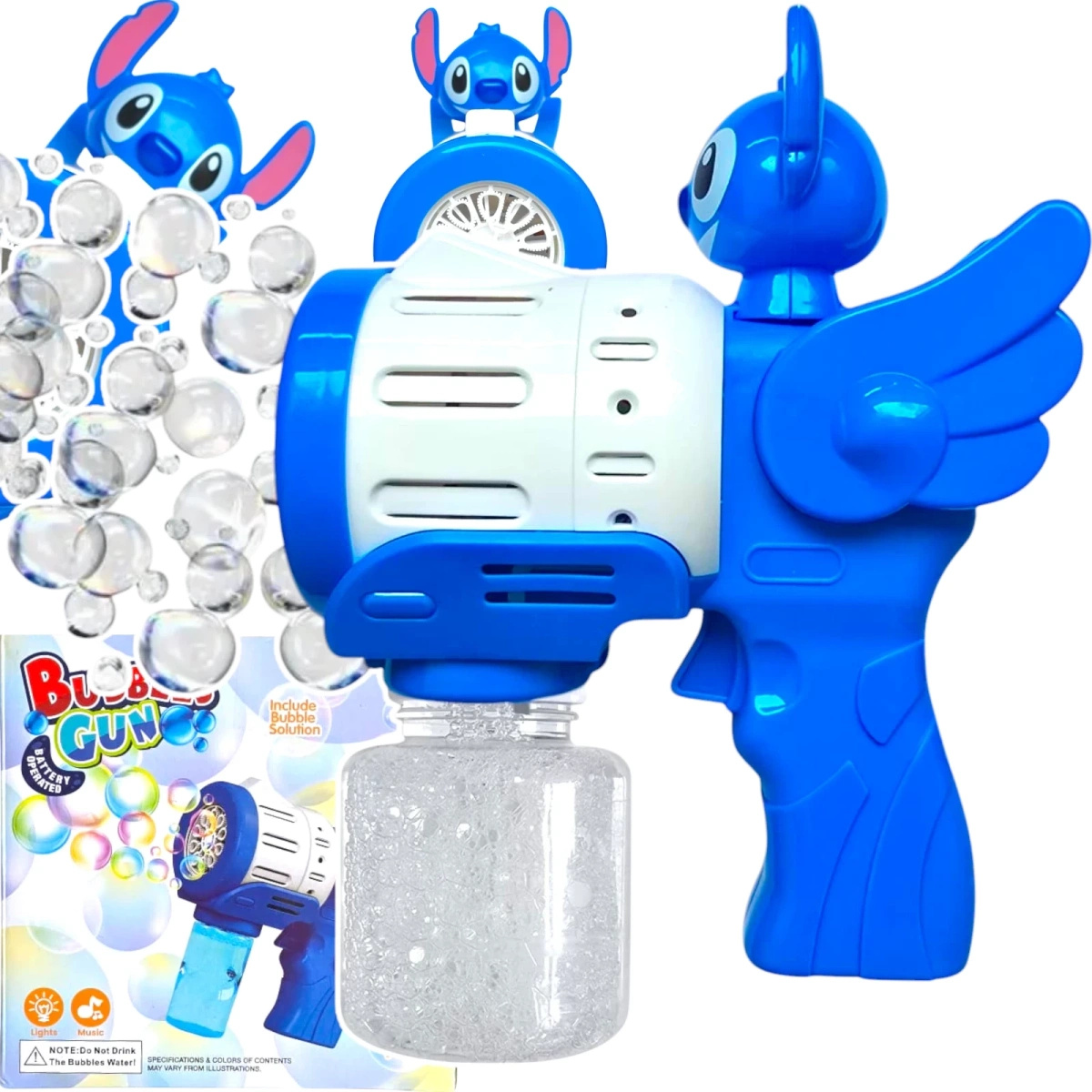 PISTOLET DO BANIEK MYDLANYCH LILO STICH AUTOMAT BAŃKI MYDLANE PŁYN STITCH