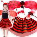 STRÓJ DLA DZIECI BIEDRONKA NA BAL SPÓDNICZKA SKRZYDEŁKA PRZEBRANIE 4w1