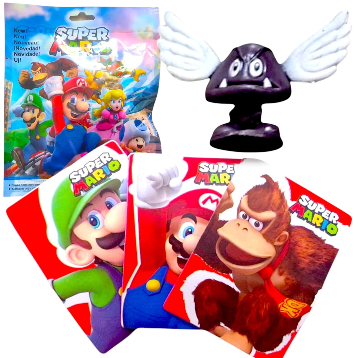SASZETKA FIGURKA SUPER MARIO NIESPODZIANKA + 3 KARTY KOLEKCJONERSKIE DO GRY