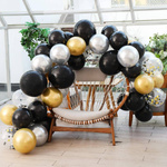 GIRLANDA BALONOWA BALONY ZŁOTA CZARNA ZŁOTO KONFETTI DEKORACJE URODZINOWE 