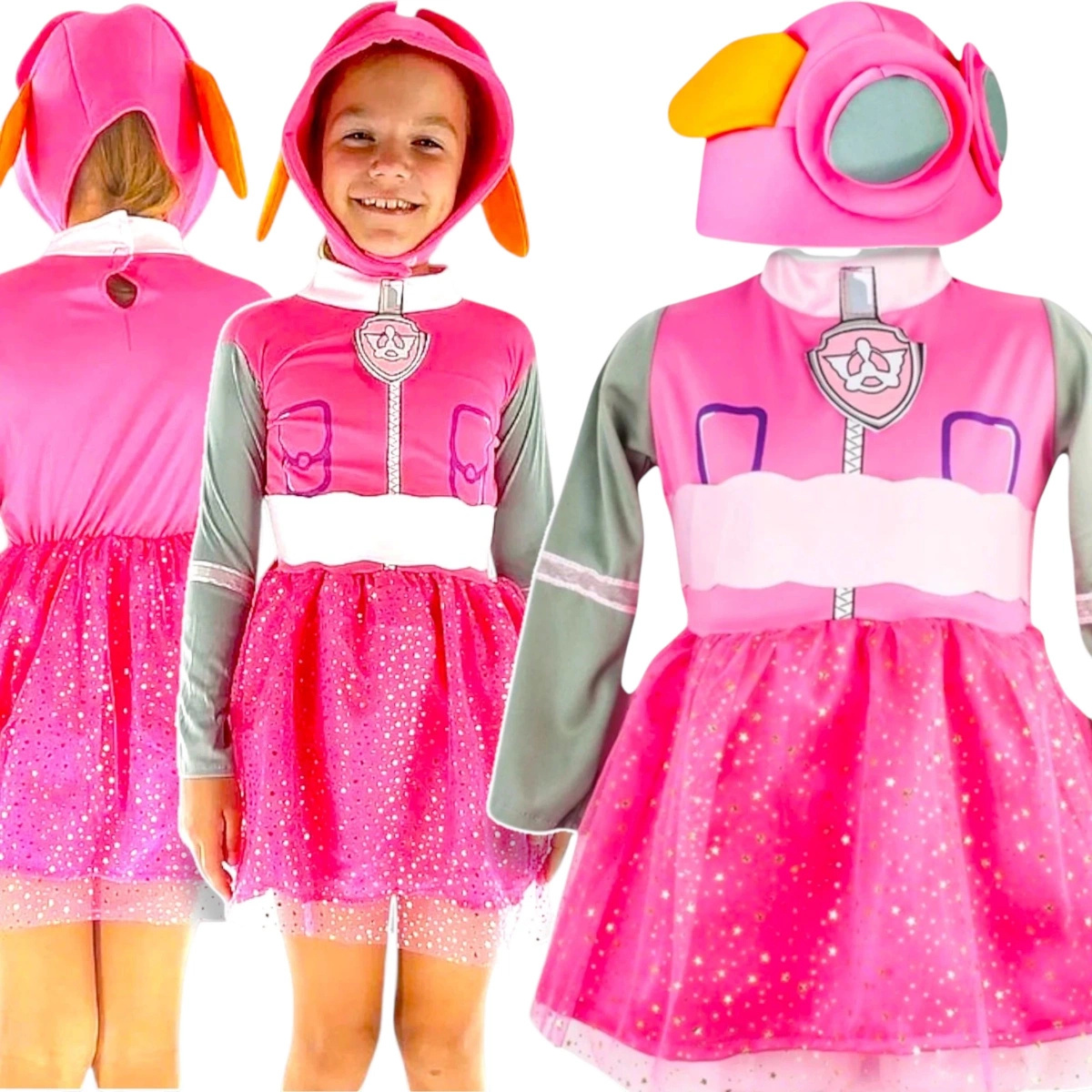 PSI PATROL STRÓJ SKYE KOSTIUM DLA DZIEWCZYNKI NA IMPREZĘ SUKIENKA 110-116