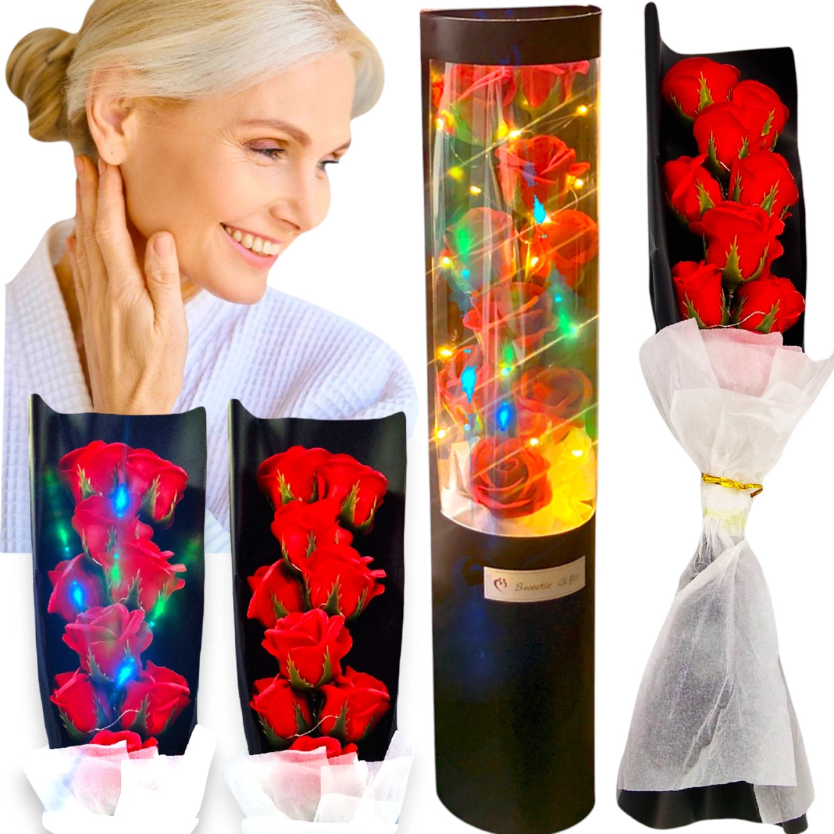 RÓŻA WIECZNA LED ŚWIECĄCA DŁUGA PREZENT NA KAŻDĄ OKAZJĘ