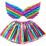 MAGICZNY STRÓJ JEDNOROŻEC DLA DZIEWCZNKI NA BAL SKRZYDŁA OPASKA SPÓDNICZKA