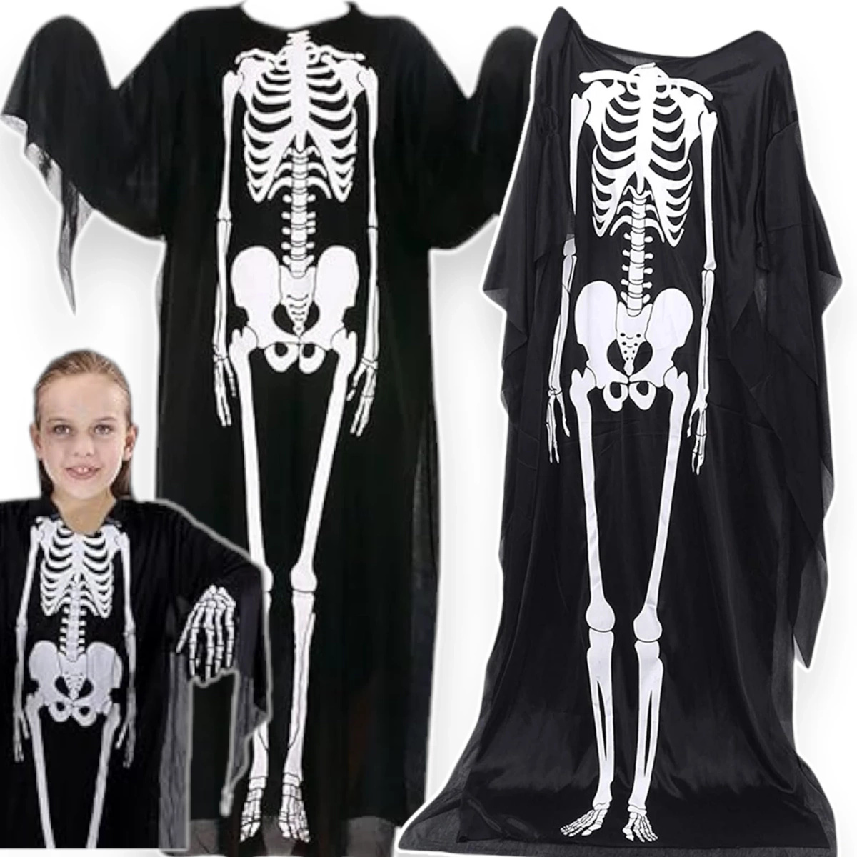 PRZEBRANIE NA HALLOWEEN STRÓJ KOŚCIOTRUP TRUP SZKIELET SZKIELETOR LUŹNY