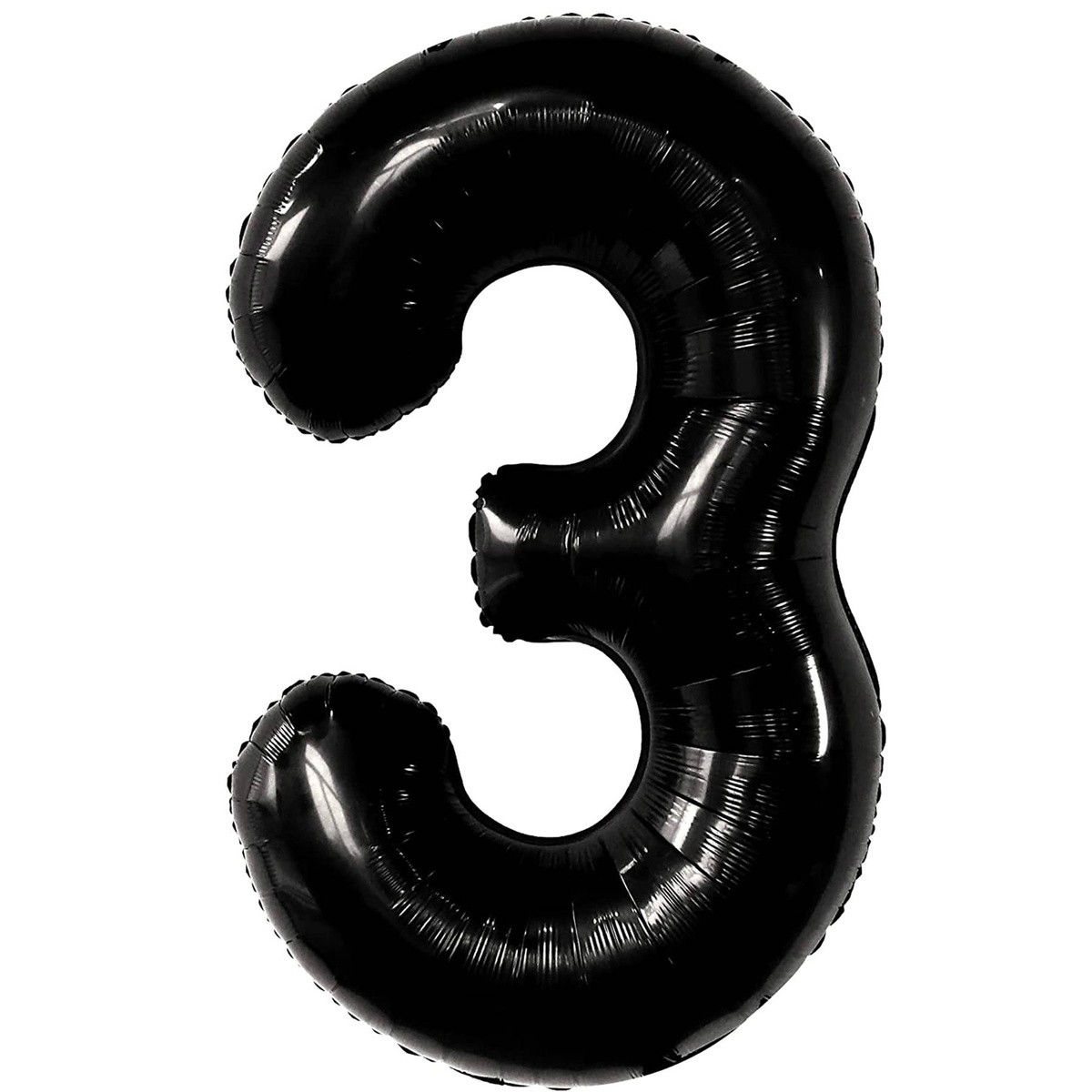 BALON NA 4 URODZINY FOLIOWY CYFRA 3 TRZY CZARNY NA HEL POWIETRZE 100CM