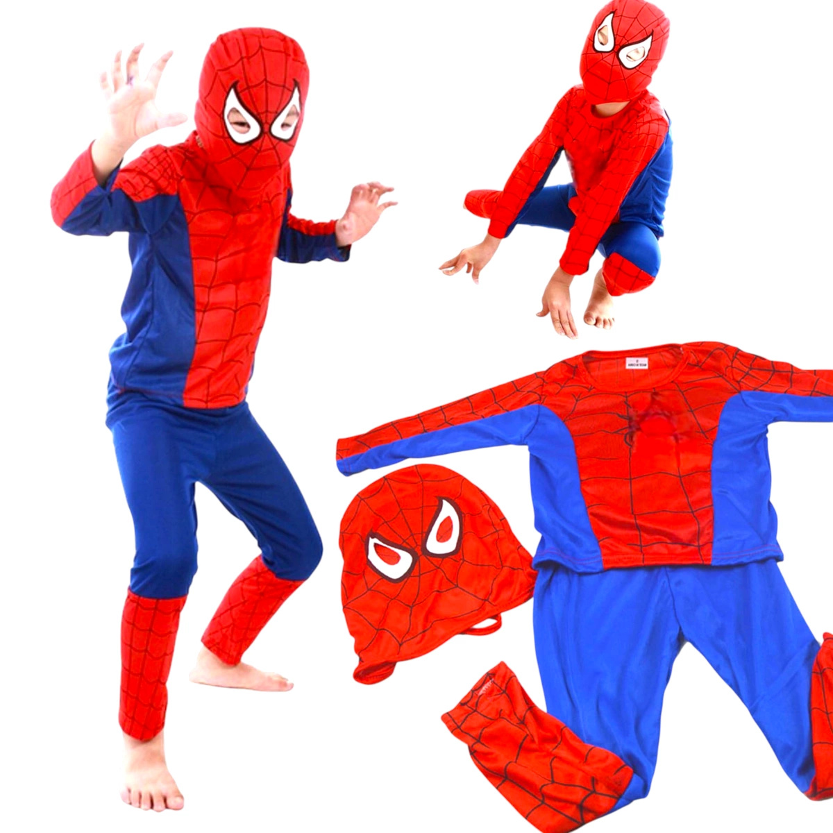 STRÓJ SPIDERMAN PAJĄK KOSTIUM + MASKA 3w1 PRZEBRANIE DLA CHŁOPCA  98-110 S
