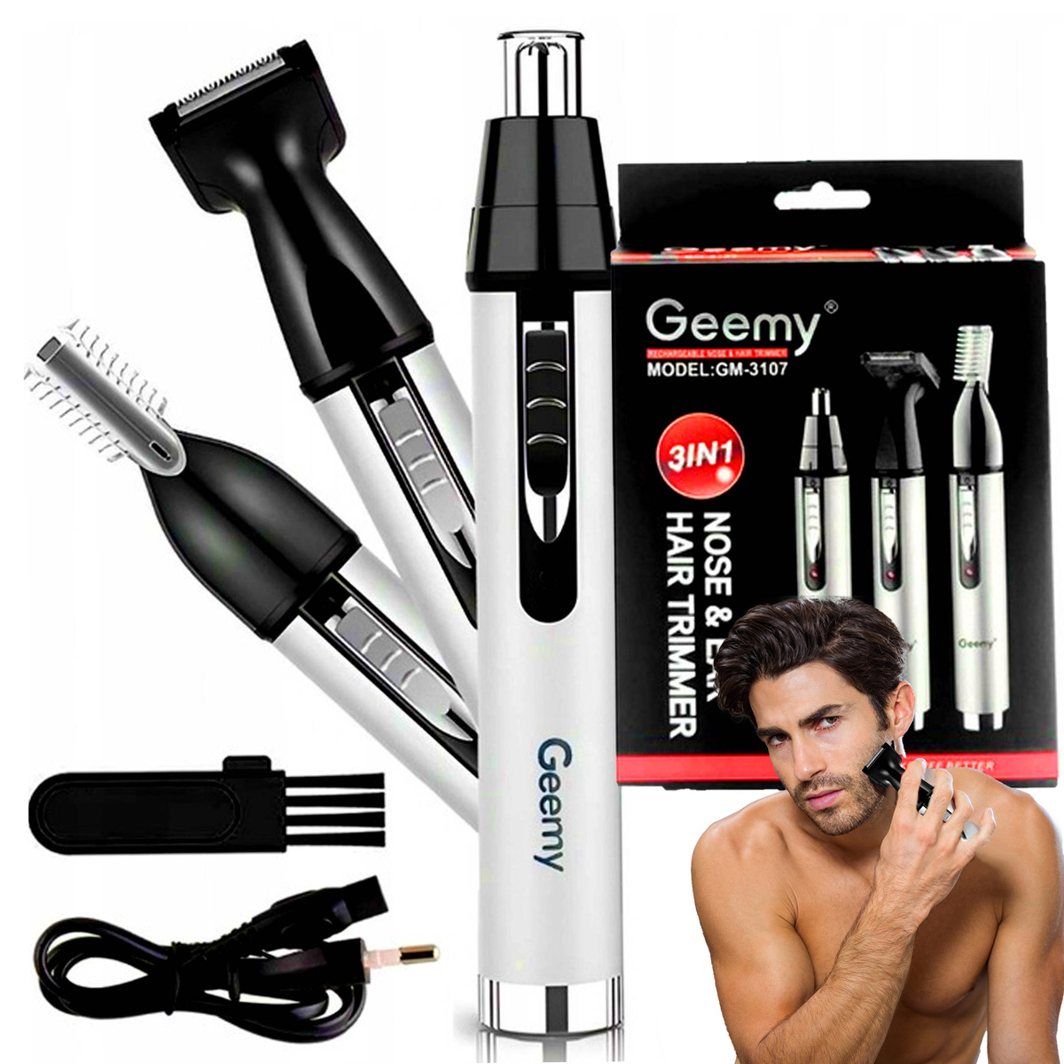 TRYMER MASZYNAKA DO GOLENIA BRODY BRWI NOSA I USZU 3W1 GEEMY NA WALENTYNKI