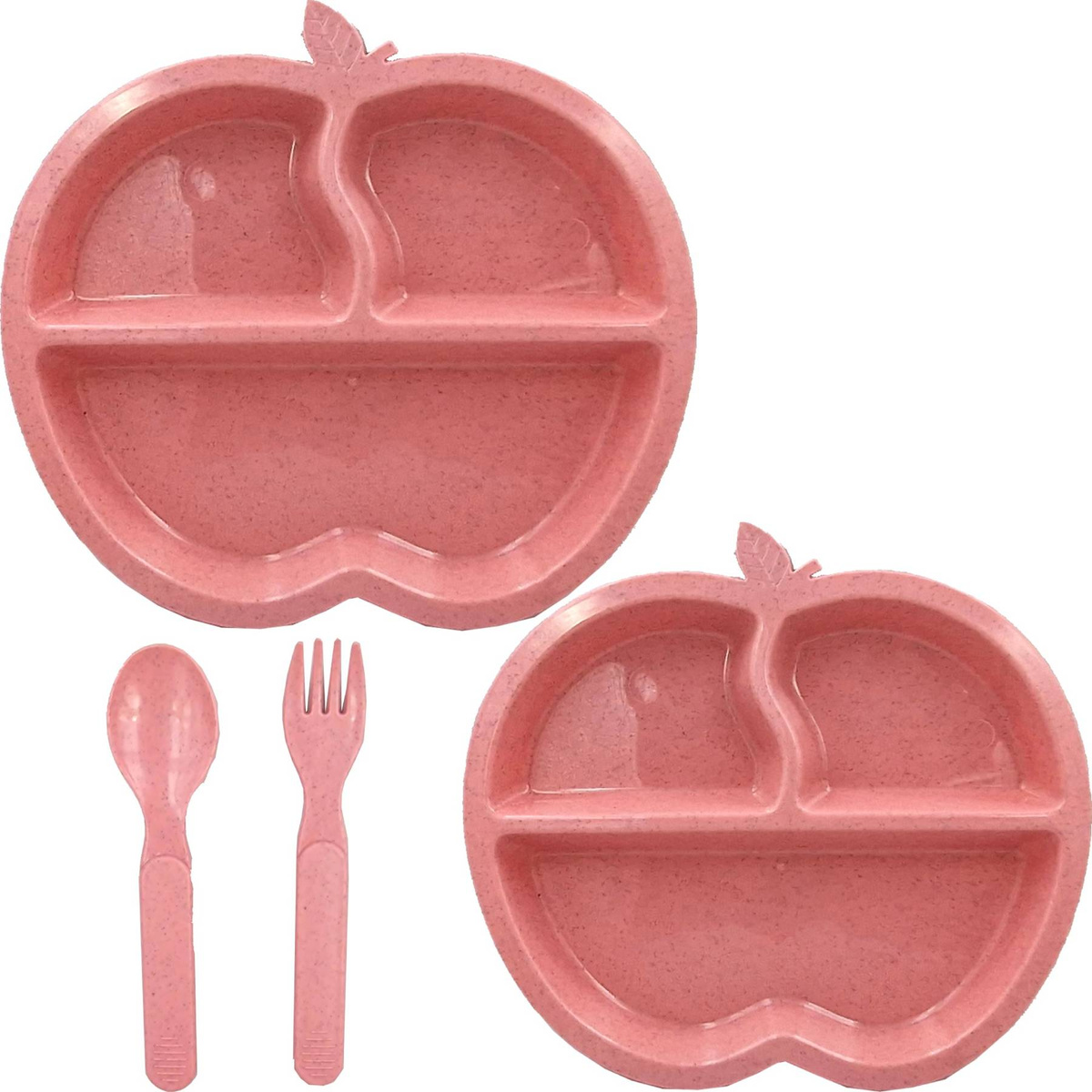 ZESTAW DLA DZIECI DO JEDZENIA 2 TALERZE PRZEGRÓDKI + SZTUĆCE WIDELEC ŁYŻKA