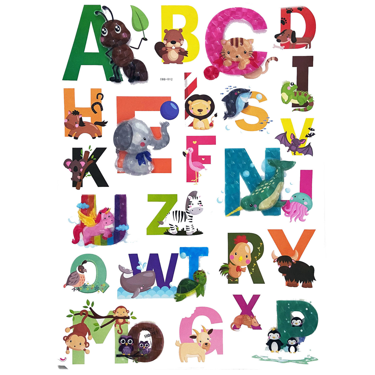 NAKLEJKI ŚCIENNE 3D DLA DZIECI ALFABET ZWIERZĘTA OZDOBA POKOJU NA ŚCIANĘ
