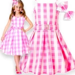 KOSTIUM BARBIE DLA DZIEWCZYNKI STRÓJ SUKIENKA KOKARDKA S 110-120 KARNAWAŁ