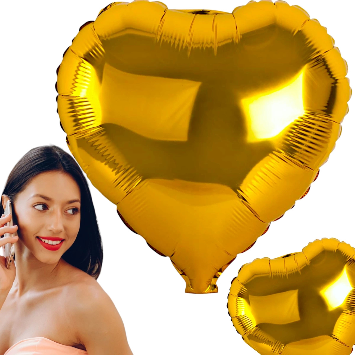 BALON FOLIOWY W KOLORZE ZŁOTYM KSZTAŁT SERCE 45cm NA ŚLUB ZARĘCZYNY