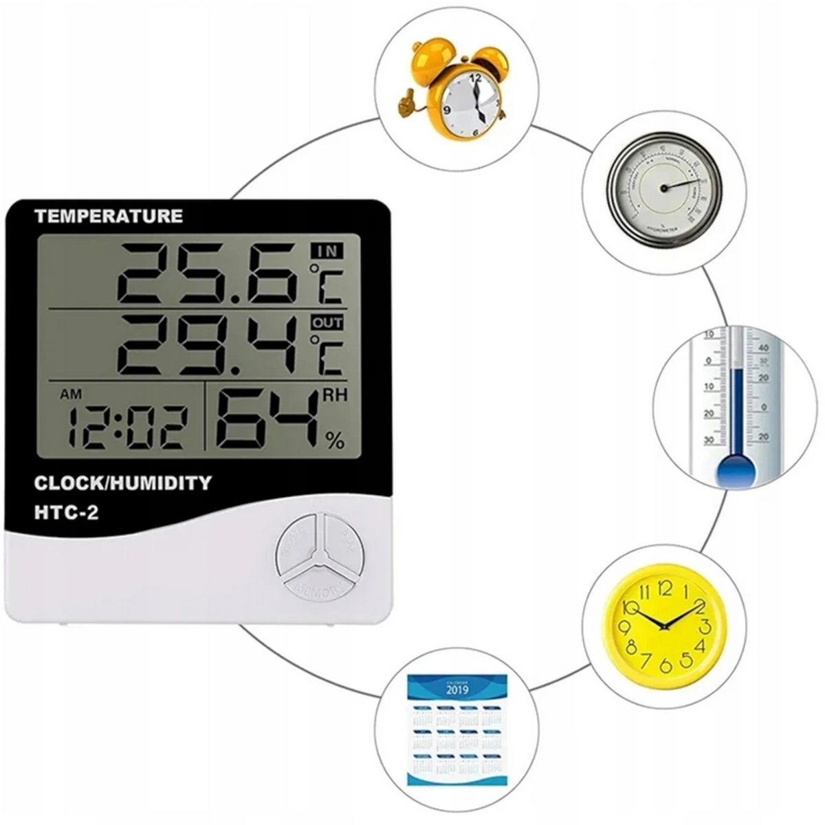 STACJA POGODY TERMOMETR HIGROMETR ZEGAR LCD CZUJNIK CYFROWY SONDA MAT-T-081
