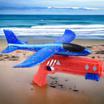 WYRZUTNIA SAMOLOT STYROPIANOWY RZUTKA PISTOLET 2w1 ZABAWKA SZYBOWIEC LATA