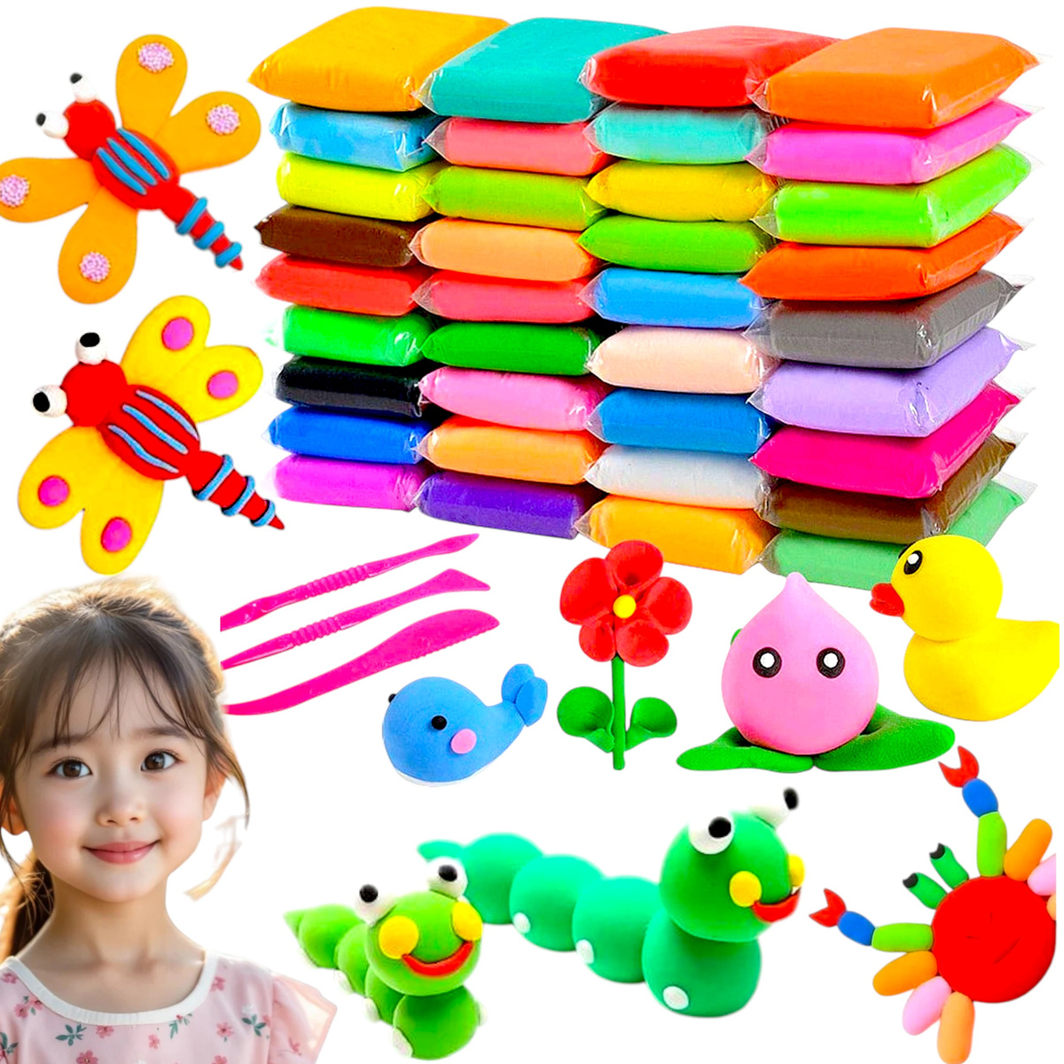 MASA PLASTYCZNA MAGICZNA PIANKOLINA KREATYWNA SUPER CLAY 36 SZTUK KOLORÓW 