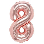 BALON FOLIOWY CYFRA 8 RÓŻOWE ZŁOTO NA URODZINY IMPREZĘ JUBILEUSZ 100cm