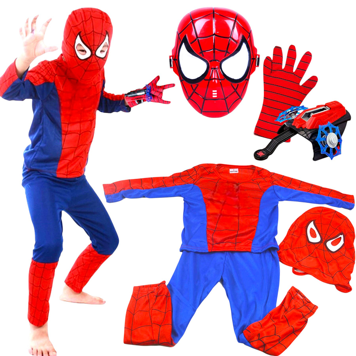 SPIDERMAN Zestaw Strój Dla Chłopca Kostium + Wyrzutnia Sieci 