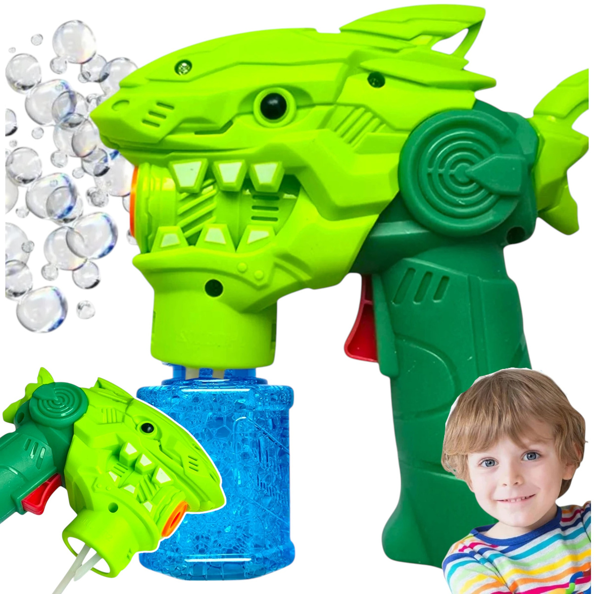 PISTOLET DO BANIEK MYDLANYCH REKIN WYRZUTNIA + PŁYN MEGA BAŃKI MYDLANE