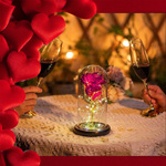 WIECZNA RÓŻA W SZKLE PREZENT NA WALENTYNKI ŚWIECĄCA LED PUDEŁKO PREZENT